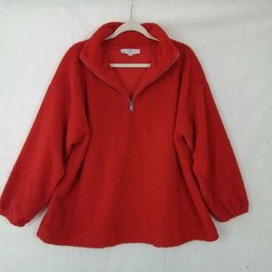 Loft Plus 1/4 Zip Fleece Lined Teddy Bear Pullover‎ Sweater Size 16/18 in Red